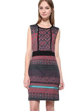 Desigual Sleeveless Patterned Shift Dress Size 36 (XS/S)